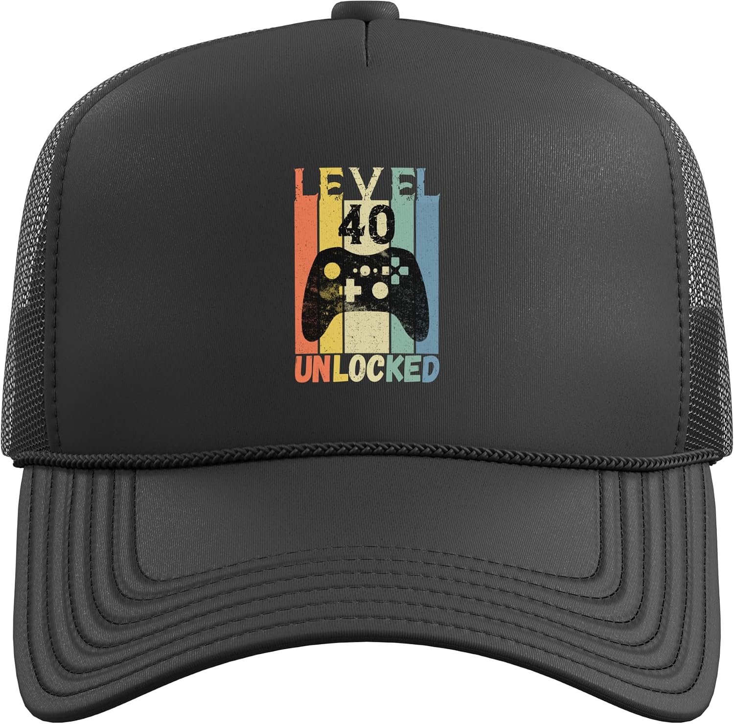 40th Birthday Level 40 Unlocked Video Game Gamer Boy Gift Trucker Hat with Adjustable Mesh Back image 2