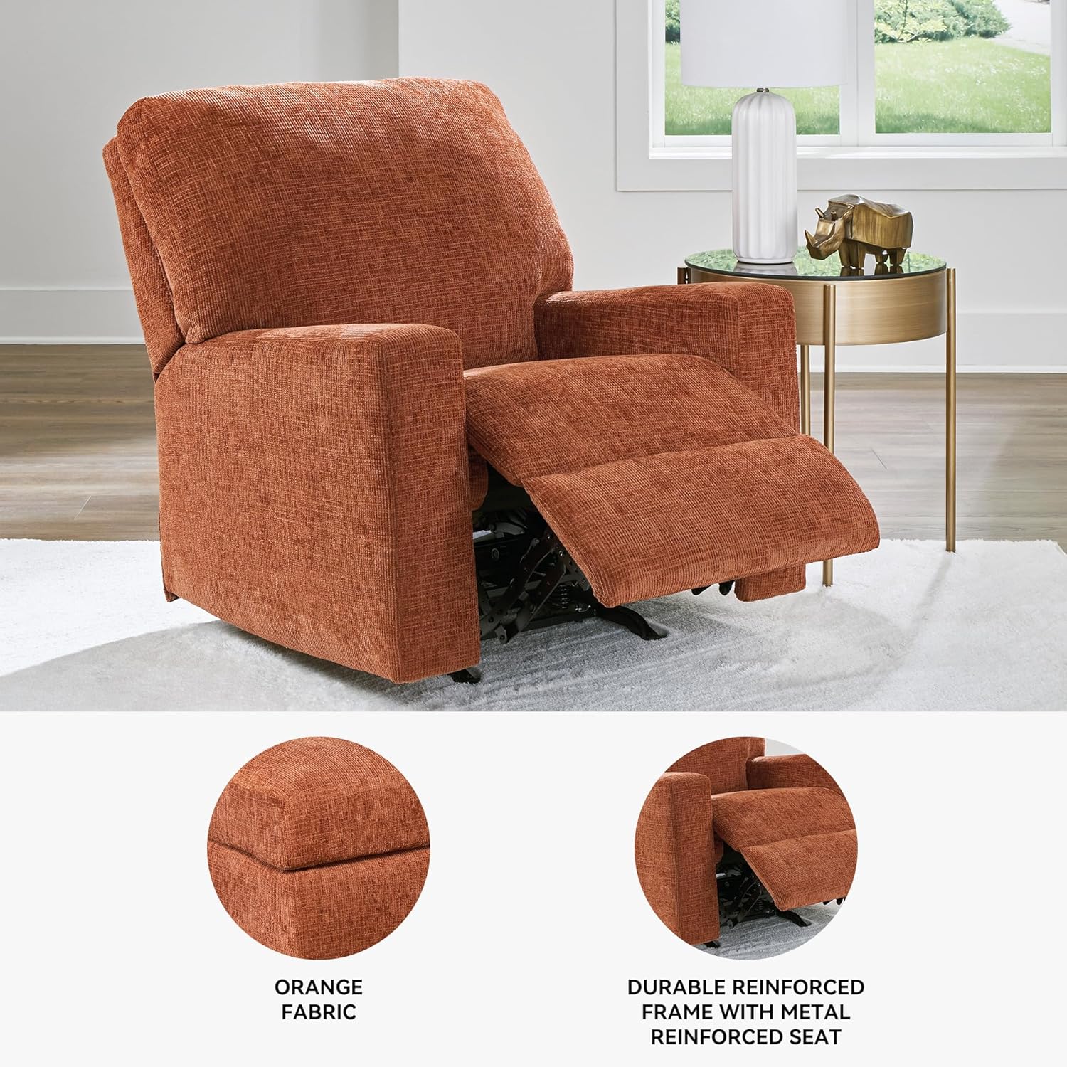 Signature Design by Ashley Aviemore Casual Rocker Recliner, Orange