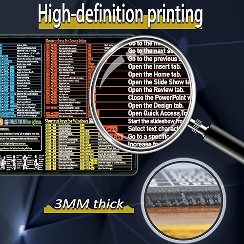 Excel/Word/Power Point/Windows Mouse pad,Non-Slip&Waterproof Large Gaming Office pc Desk mat,Over 200 Keyboard Shortcuts Mousepad(27.6L x 11.8W inches)(31.5L x 11.8W inches)