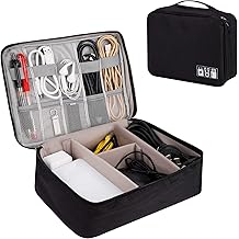 qimei-shop cable bags waterproof electronic bag large electronics accessories organizer for cables sd cards hard drive power bank usb sticks black modern