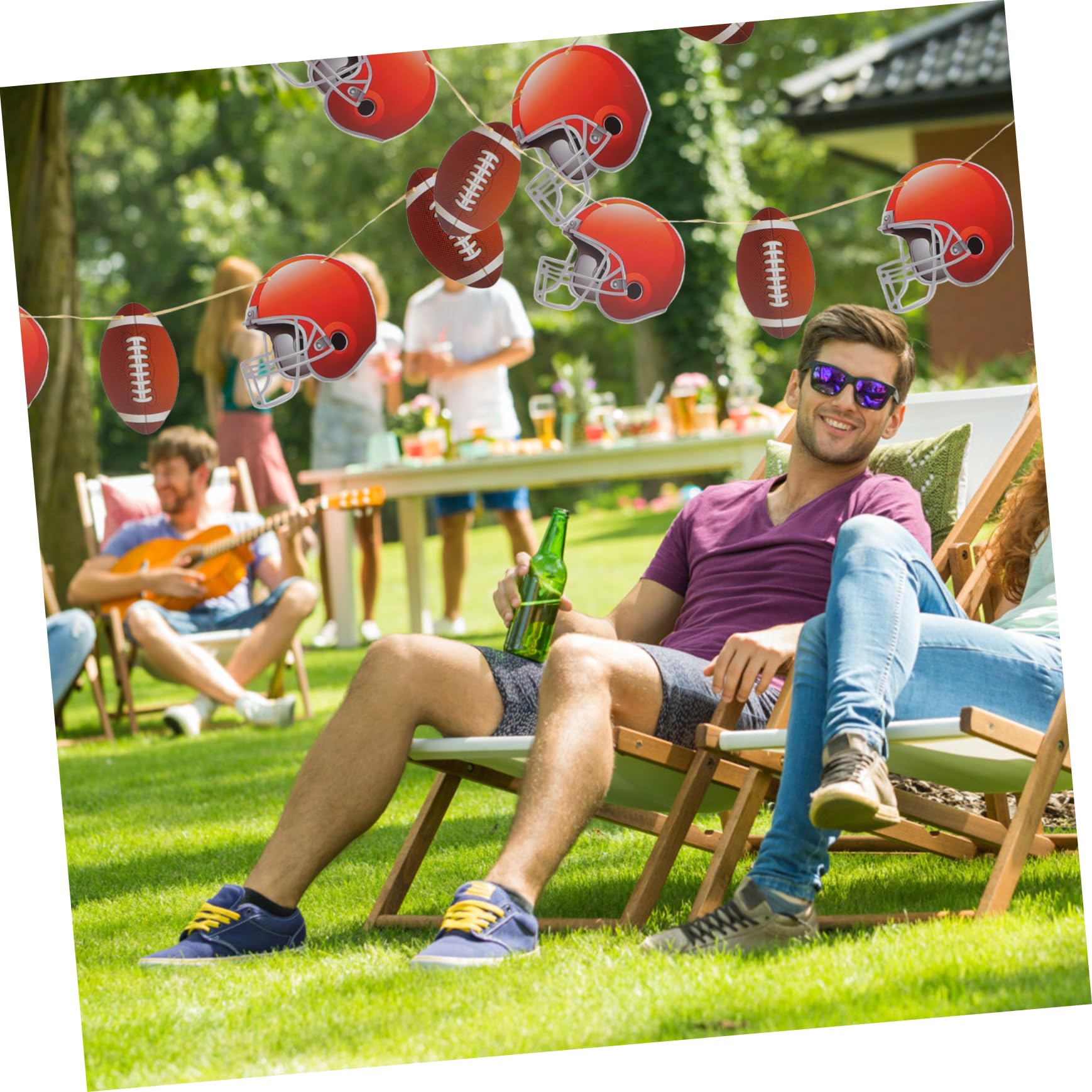 HOOTNEE American Football Set Rugby Helmet Bunting Banner for Birthday Celebration