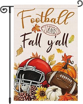 Louise Maelys Fall Football Garden Flag Fall Yall Helmet Pumpkin 12x18 Inch Double Sided Seasonal Autumn Welcome Small Burlap Thaksgiving Holiday Yard Sign Outside Outdoor House Decoration