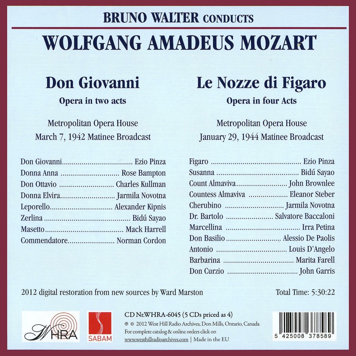 Mozart: Don Giovanni / Le Nozze di Figaro