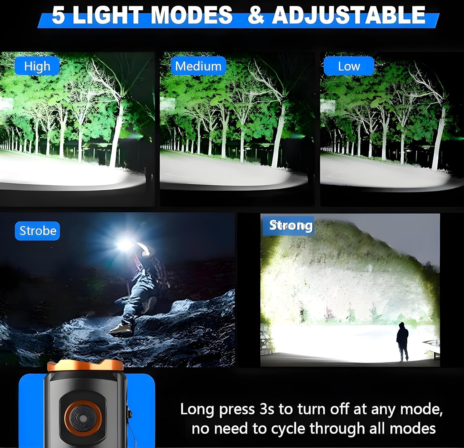 Feelon LED Flashlights Rechargeable High Lumens, 90000 Lumen Super Bright Zoomable with USB Cable, 7 Modes Powerful Handheld LED Flashlights for Home Emergencies Camping Camping (MIni Light) 4