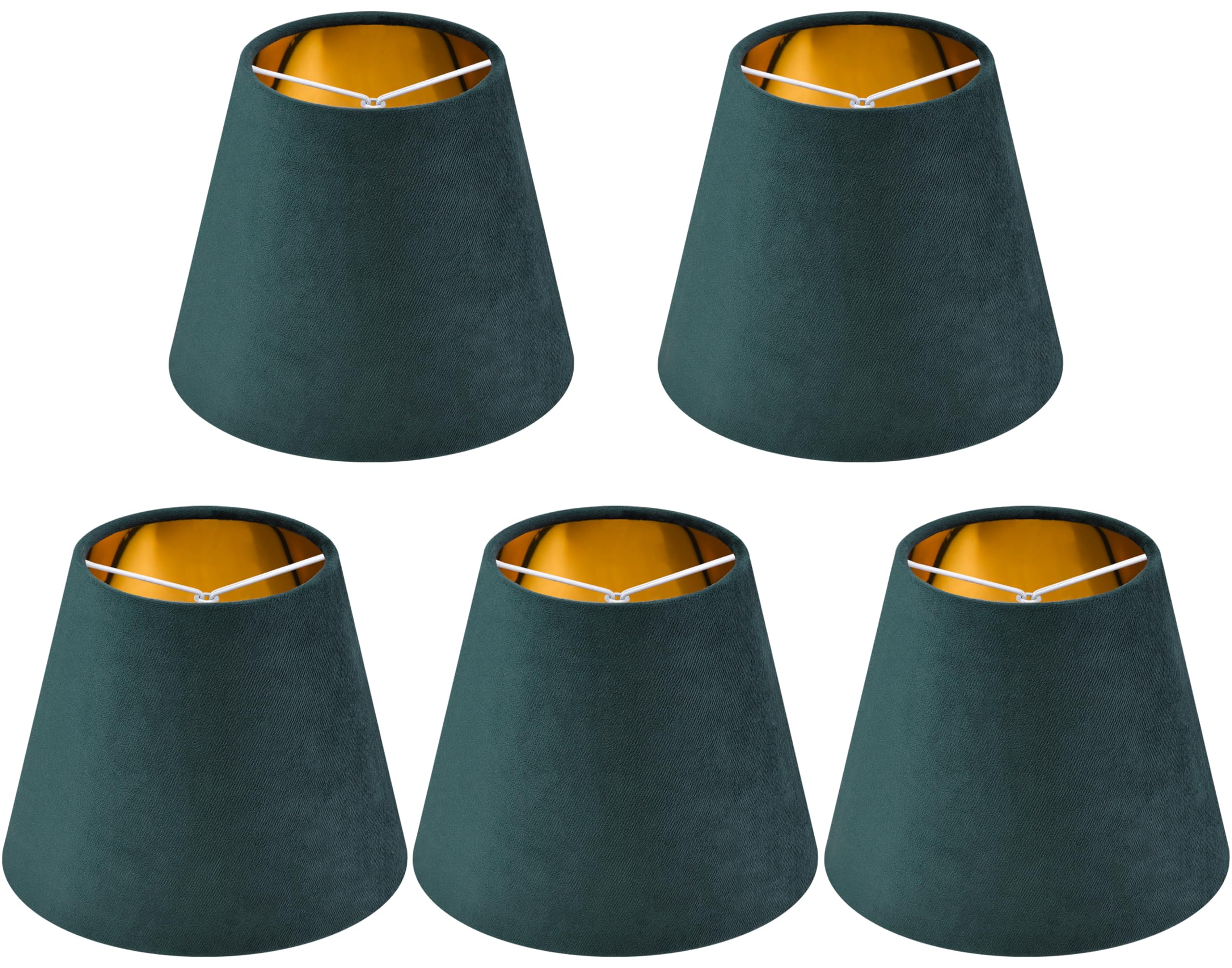 GO&SO Pack of 5 Mini Dark Green Velvet Lampshades (Clip On Spotlight) 4x6 Inch Modern Lamp Shades for Computer Lamps, Table Lamps, Lights — image 1