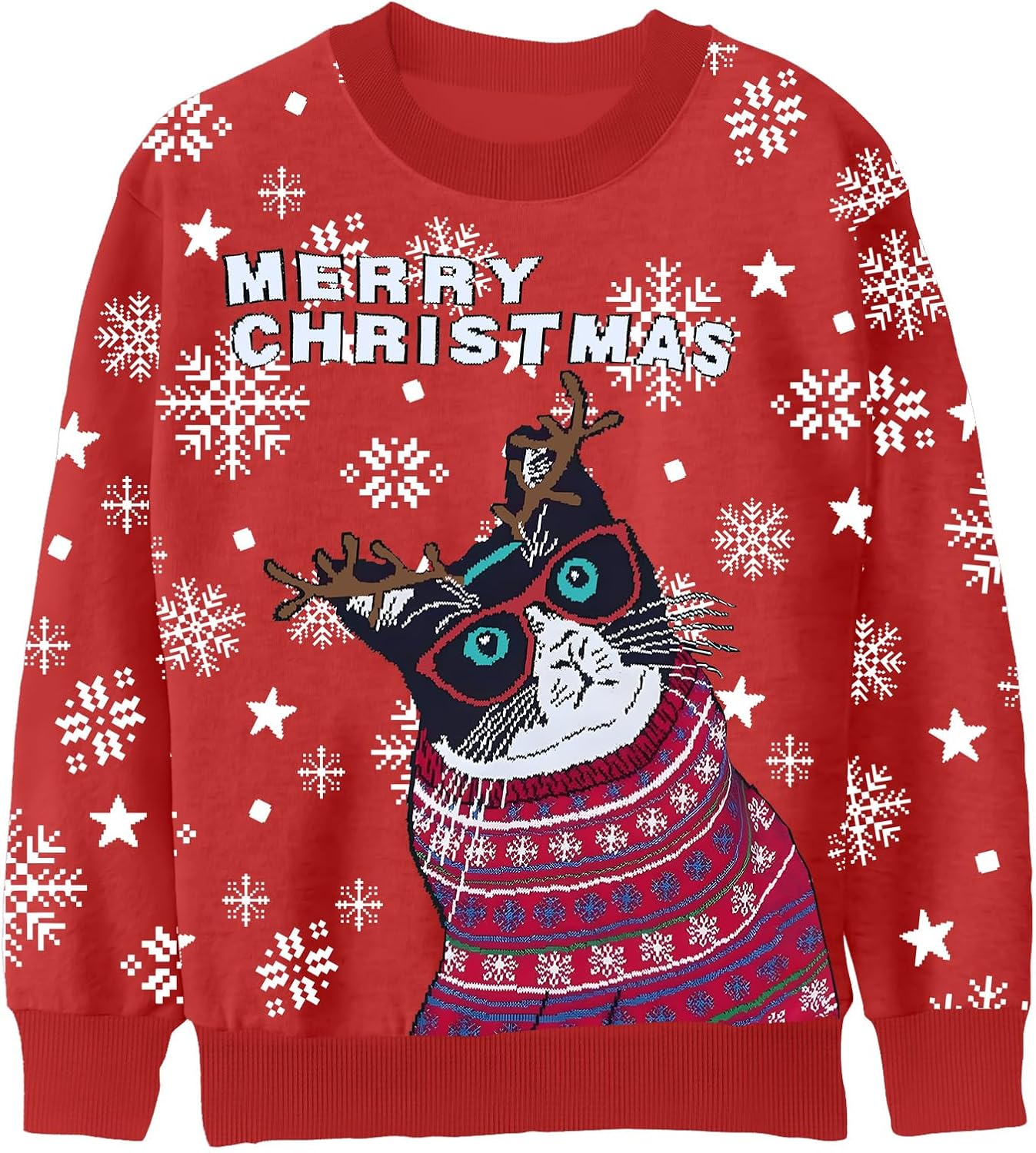 Ugly Christmas Sweatshirts for Kids Xmas Novelty Animal Print Pullover Boys Girls Holiday Long Sleeve Top 5-14 Years