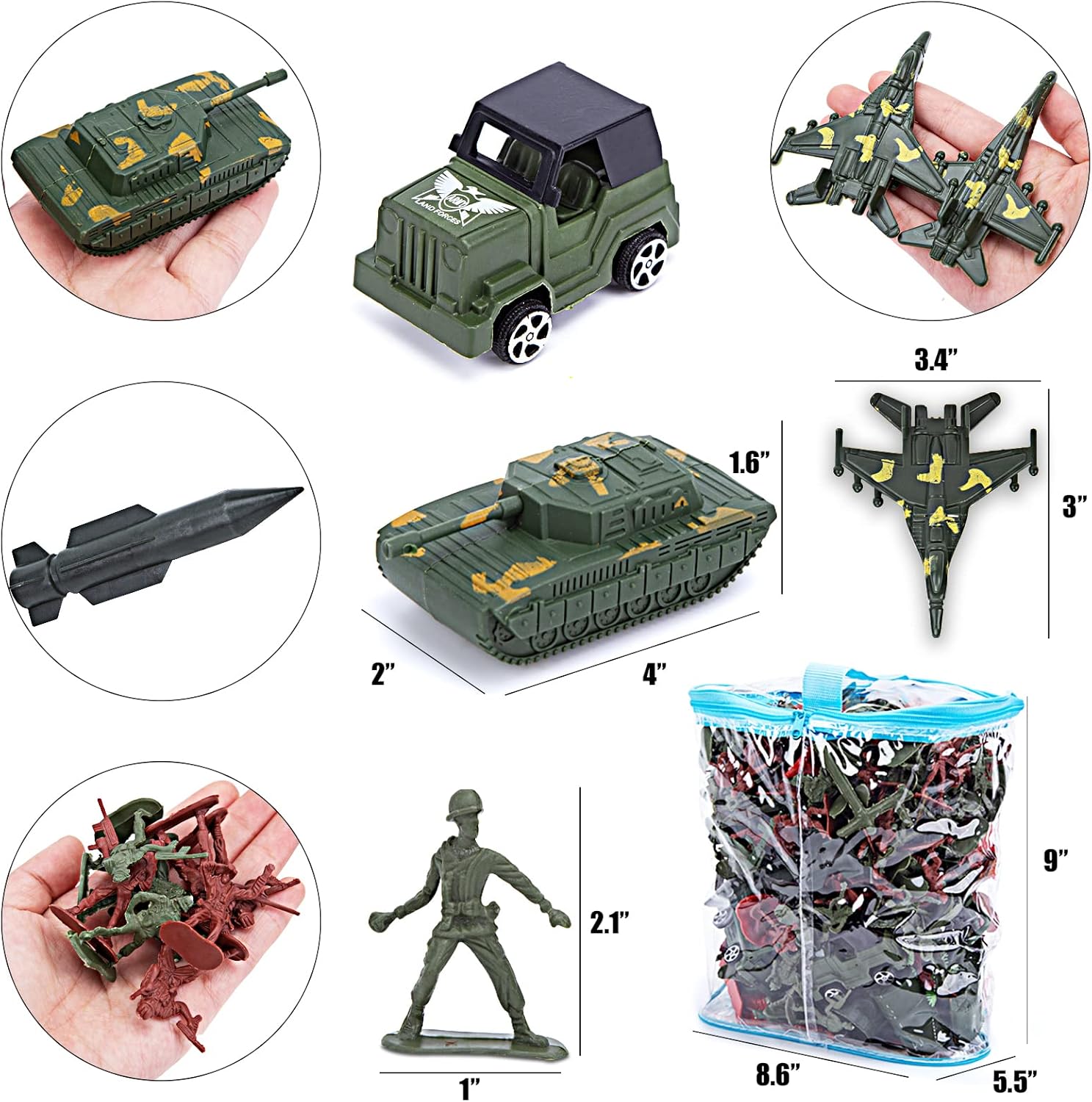 AMOR PRESENT 307 PCS Army Toys Military Set, Men Soldier Playset Plastic Toy Soldiers Figures and Accessories with Vehicles, Aircraft, Boats, Helicopters