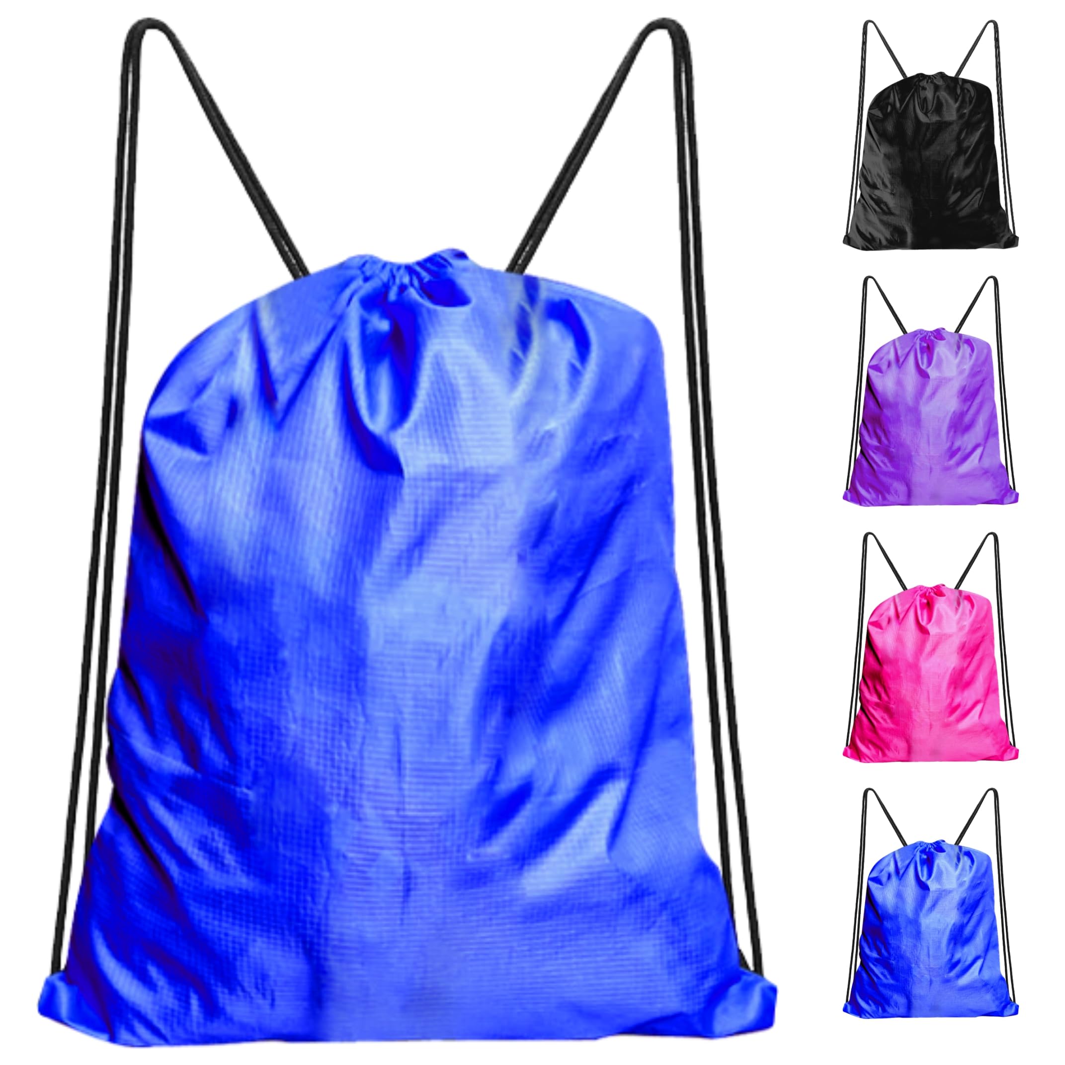 Drawstring Bags, PE Bags Drawstring Gym Bag, Large Backpack String Swimming Bag Trainer Bag Personalized Drawstring Bag, Carry Handle for Sports, School, Gym, Travel, Swimming. (Blue)