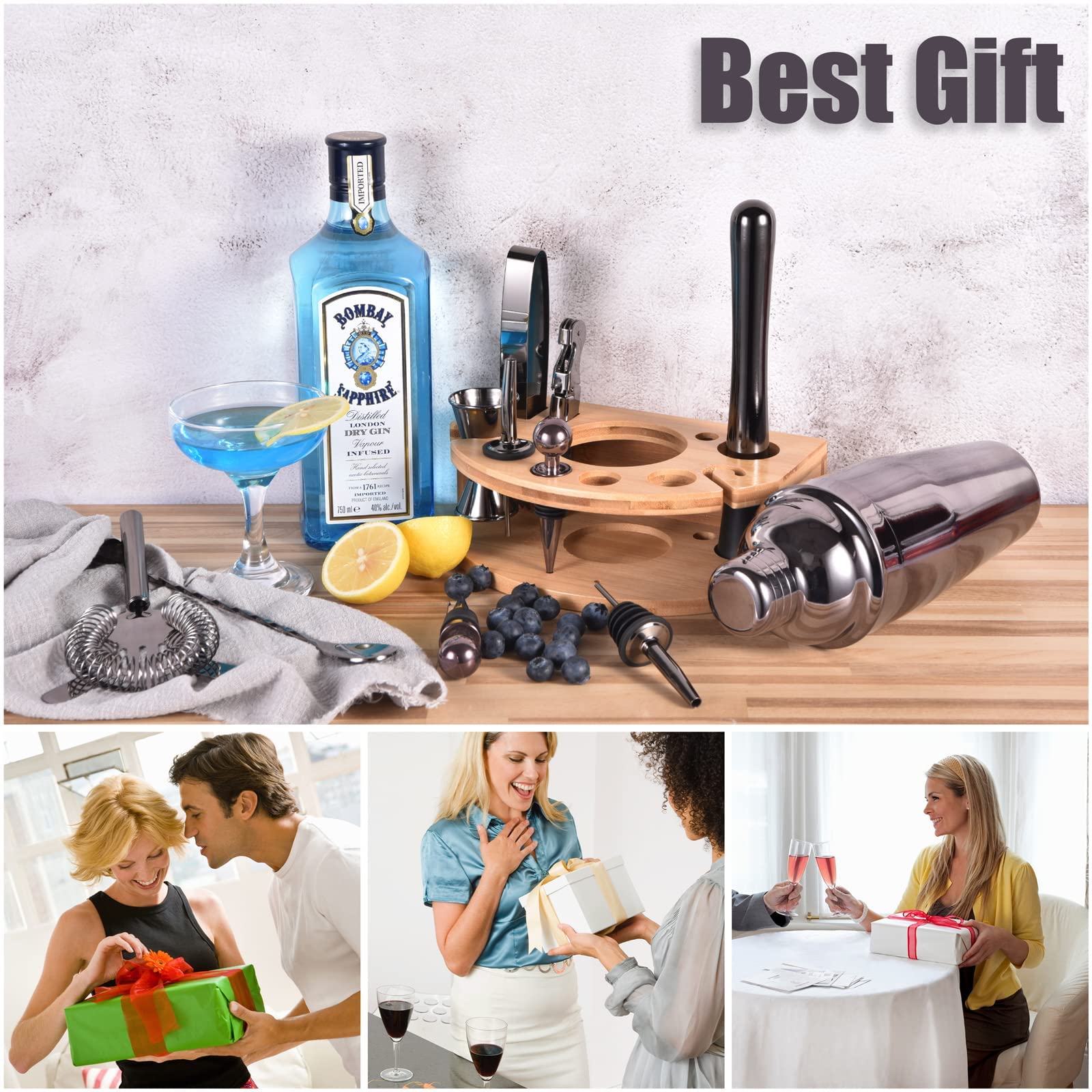 Set Cocktail 12 Pezzi In Acciaio Inox - Shaker 750ml Professionale