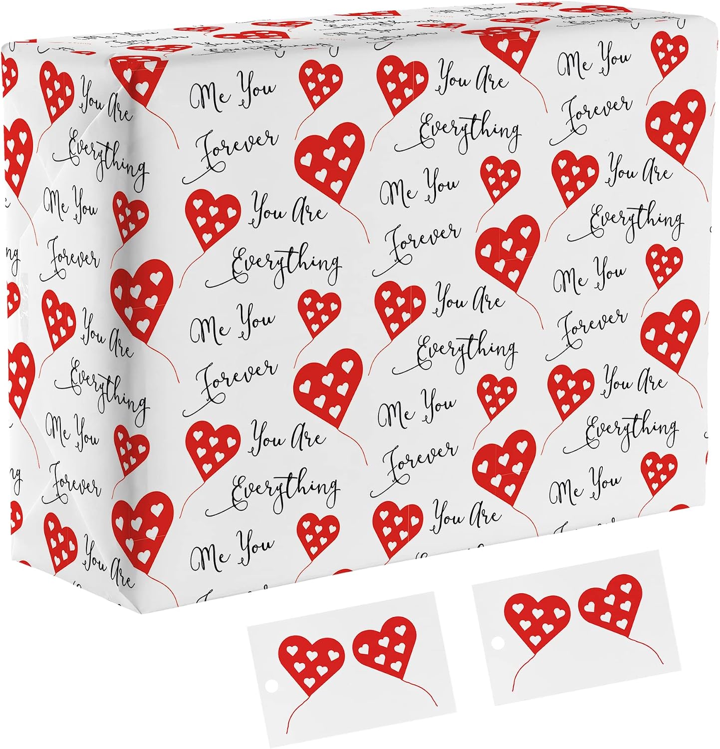 Hunts England, 2 Sheets Of Romantic/Love/me/You Luxury Wrapping Paper For Him/Her, Includes 2 Gift Tags - Image 3