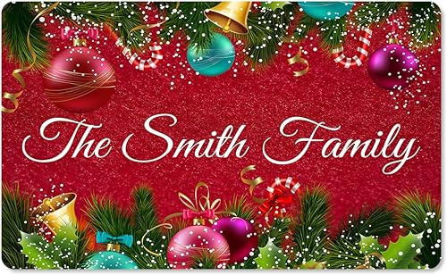 Differ More Alfombra de Navidad personalizada para exteriores e interiores  Tapete de bienvenida de Navidad personalizado para interiores y