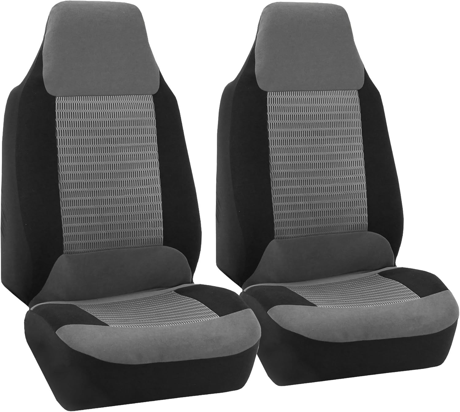 FH Group FB107102 + F11306 Premium Fabric Seat Covers (Gray) Front Set – Universal Fit for Cars, Trucks & SUVS