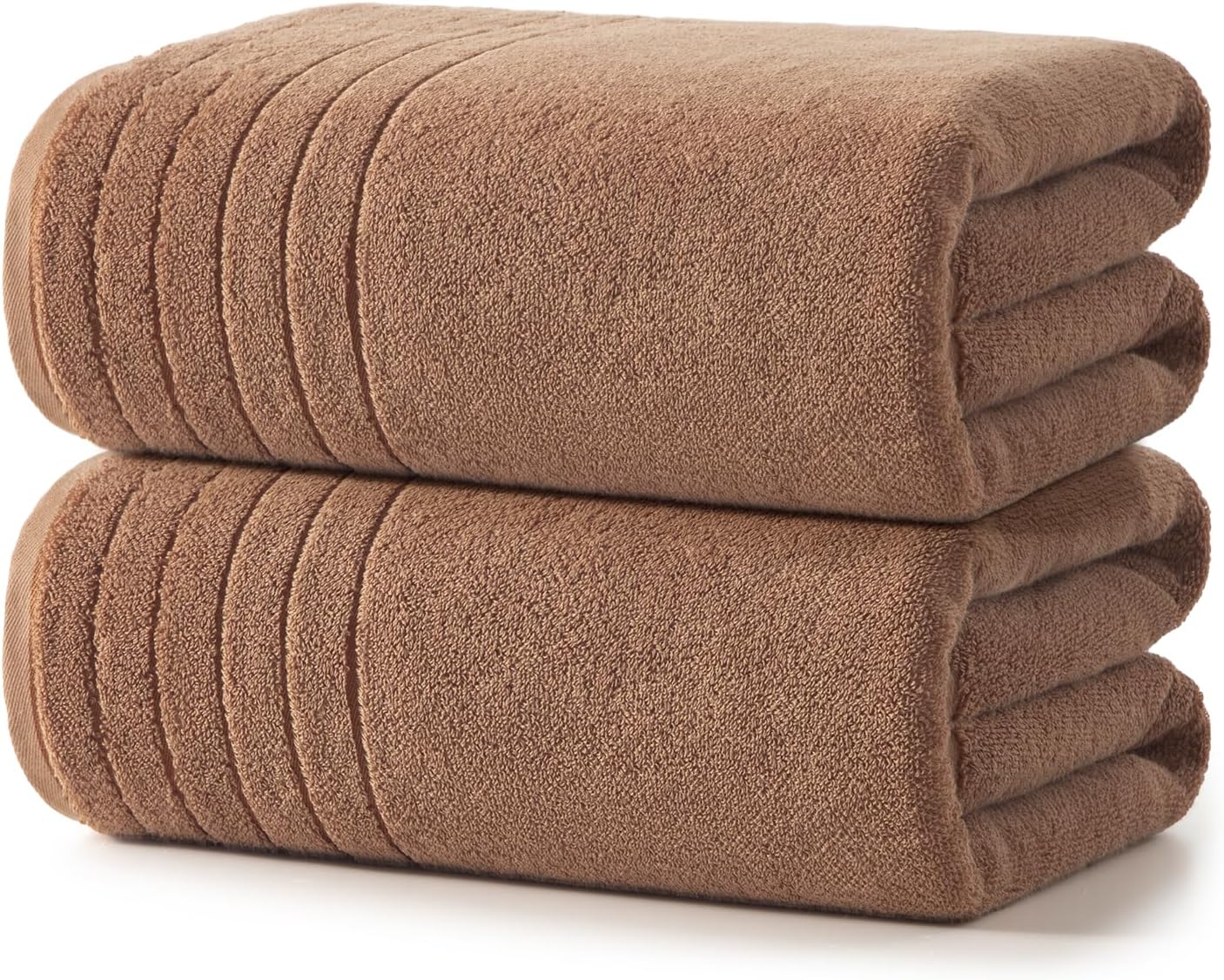 REDKISS 2 Pack 100% Cotton Thick Extra Large Bath Towels 35 X 70 Inches, Quick Dry, Ultra Soft & Highly Absorbent Brown Bathroom Towel Sets for Bathroom, Gym, Spa, Pool & Hotel