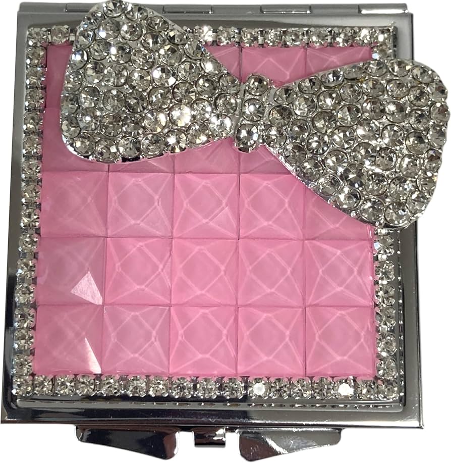 Amazon.co.jp: リボン ビジュー フラワー 両面コンパクトミラー 化粧鏡