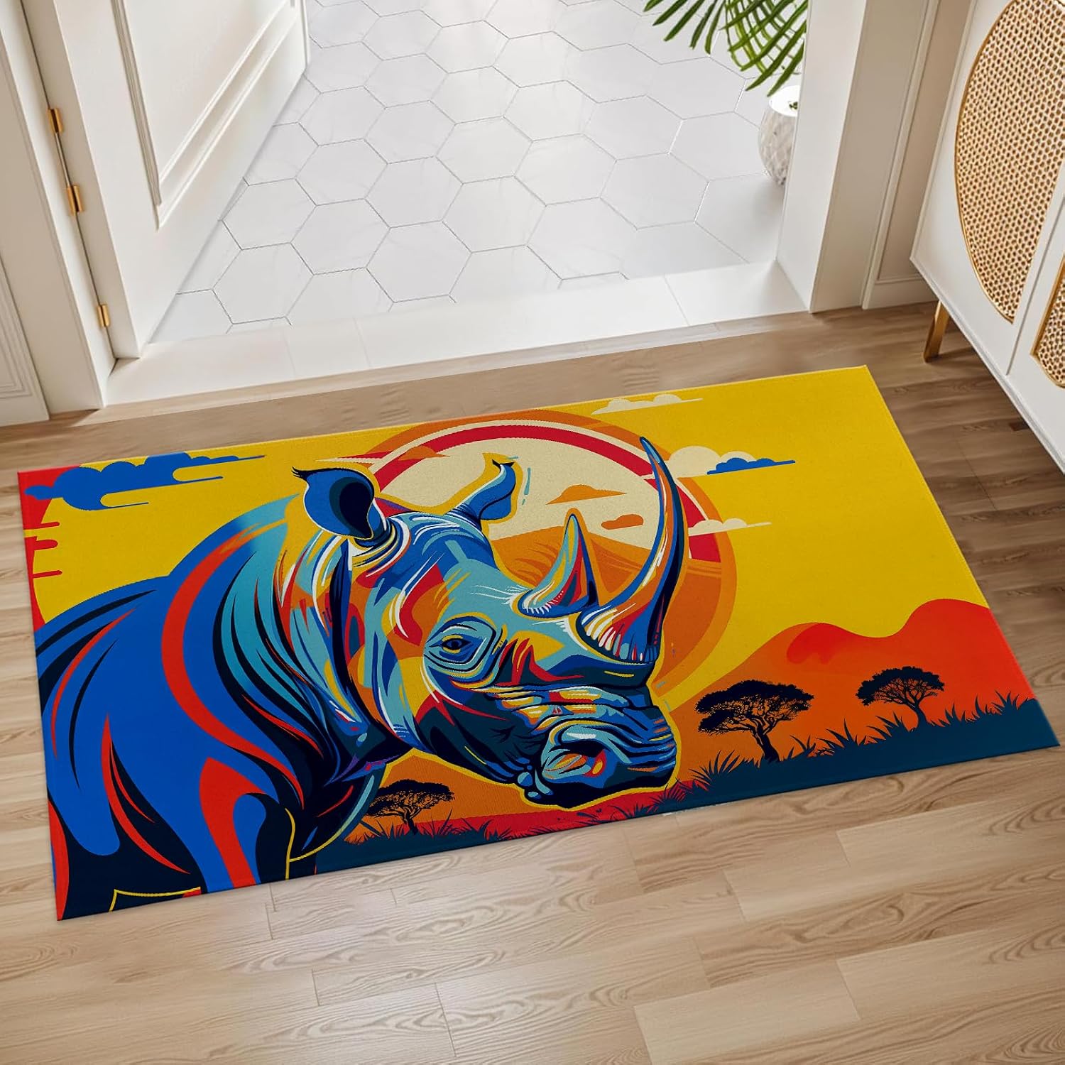 Colorful Shih Tzu Indoor Door Mat, 17x29.5 Inch, Floor Area Rug for Entryway, Living Room, or Bathroom, Non-Slip Doormat, Dog Art Animal Design Home Decor Rug Gifts