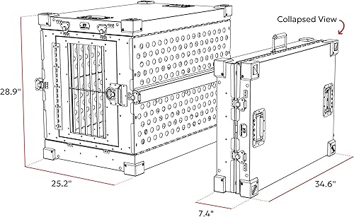 Miniatura 11 de Jaula para perros de aluminio con recubrimiento en polvo totalmente plegable y resistente, mediana (negro)
