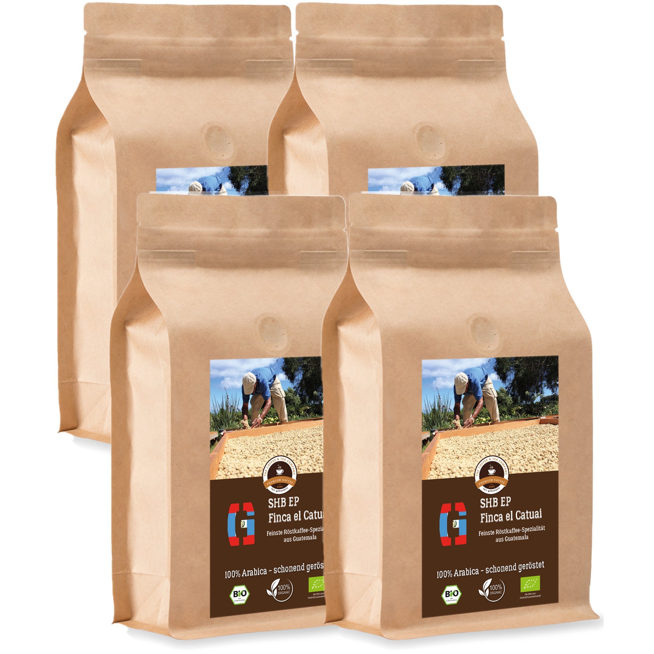Bio Kaffee Guatemala - 4 x 1000 g Ganze Bohne - Sparpack