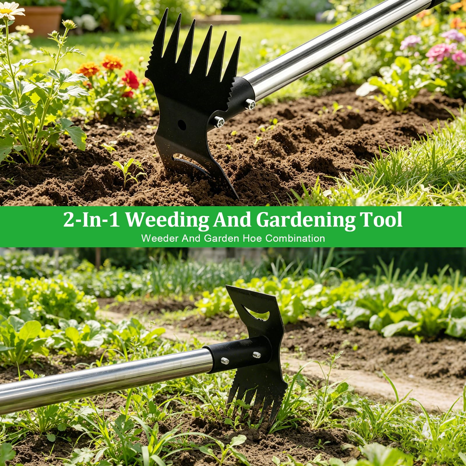 Strumento Per Rimuovere Le Erbacce Con Manico Lungo, 148.5 Cm Strumento Da Giardinaggio 2 In 1, Estirpatore Erbacce Rimuovere Con Manico Lungo Regolabile Per Giardino, Cortile, Prato