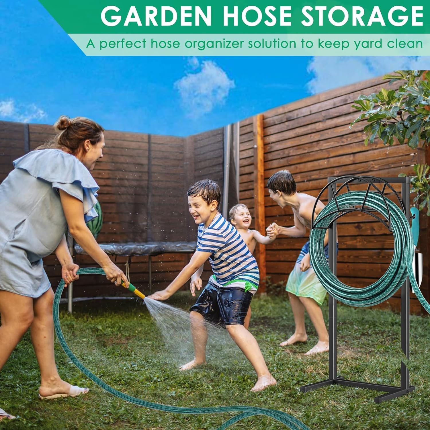 TomCare Garden Hose Holder 4 Spikes Garden Hose Reel