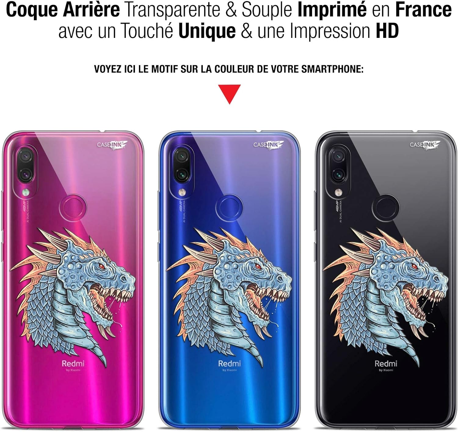 Case for 6.3-Inch Xiaomi Redmi Note 7, Dragon Draw