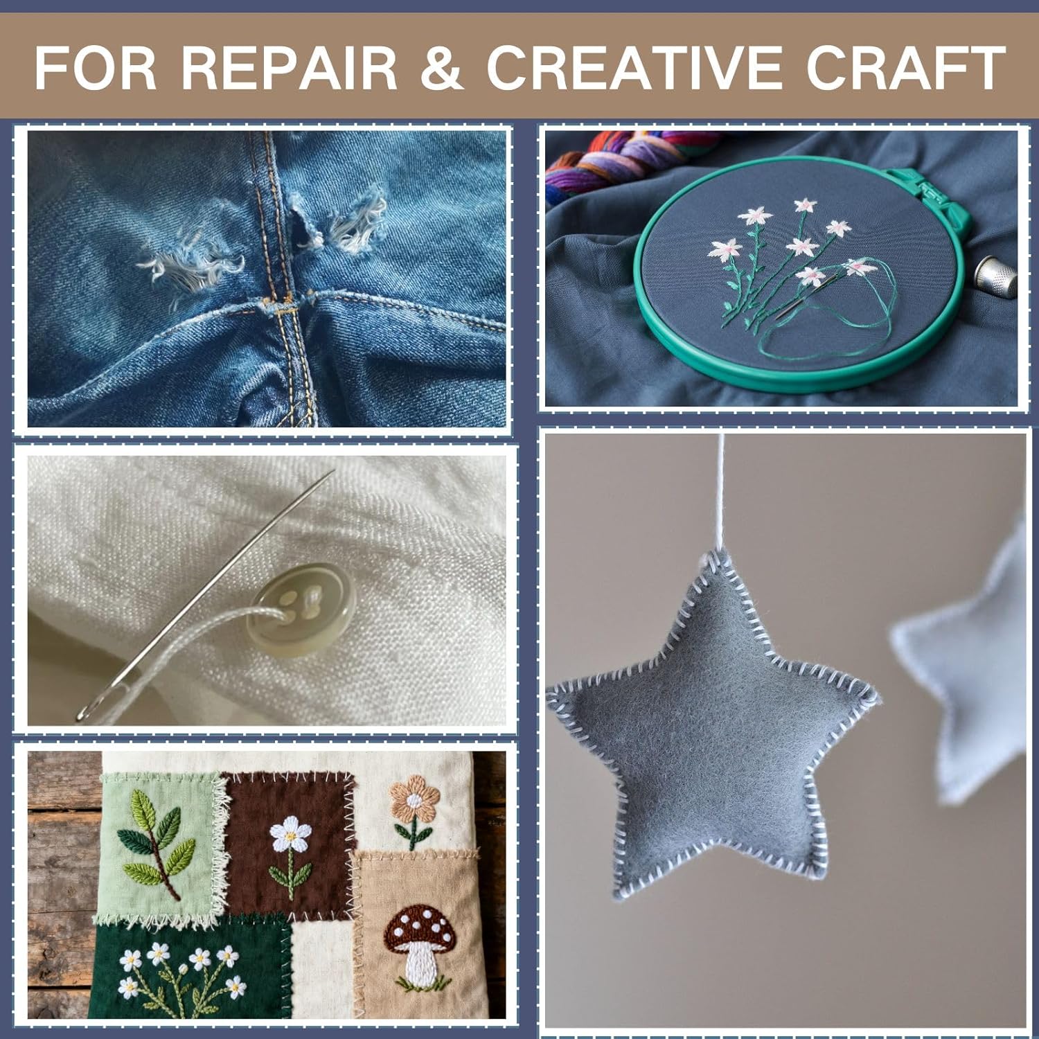 37PCS Big Eye Steel Sewing Needles Kit, Steel Needle Sewing Kit, Steel Needles for Hand Sewing, Portable DIY Handcraft Set,Suitable Sewing Supplies for Various Stages - Image 2