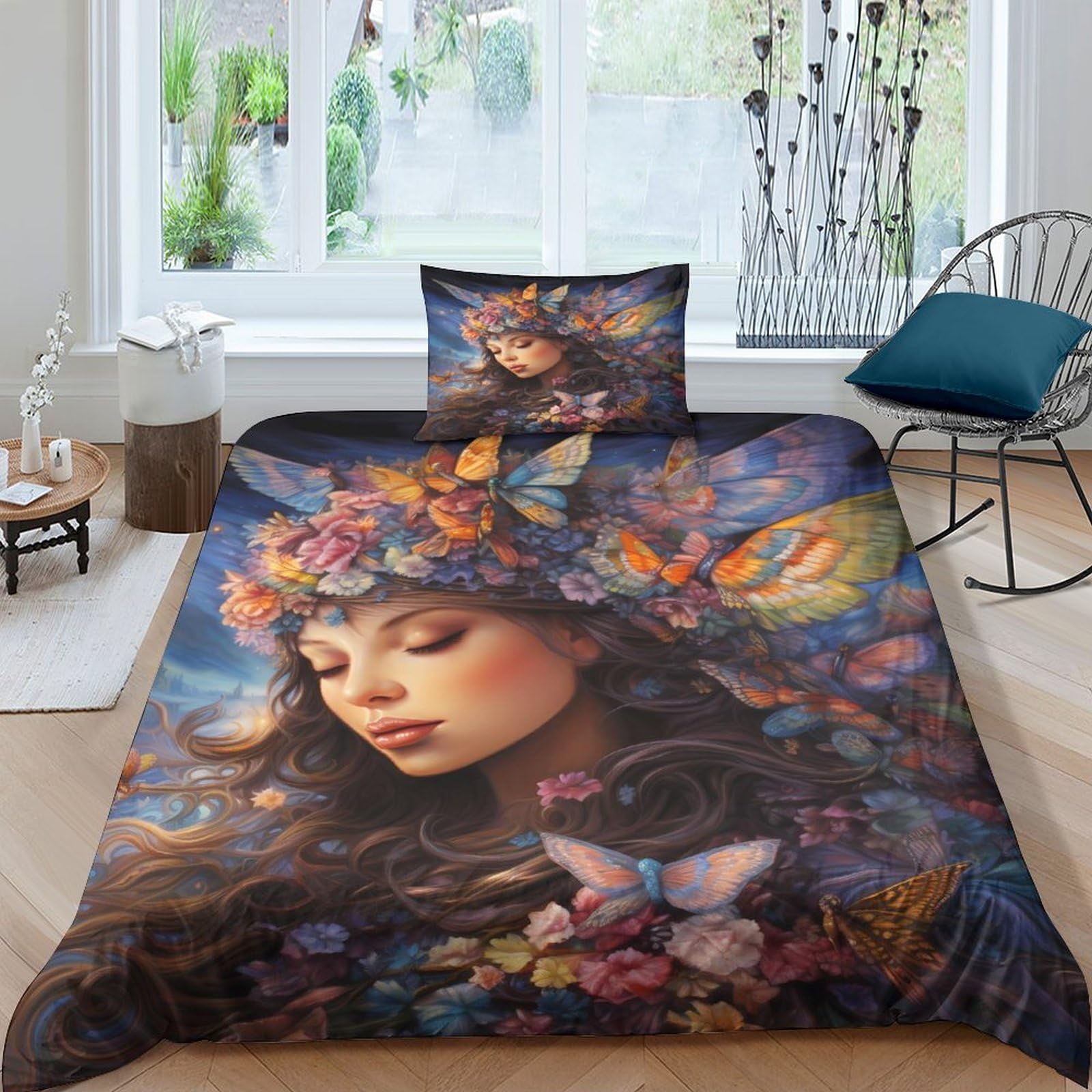 Parure de lit microfibre haute densité design artistique papillon 3D