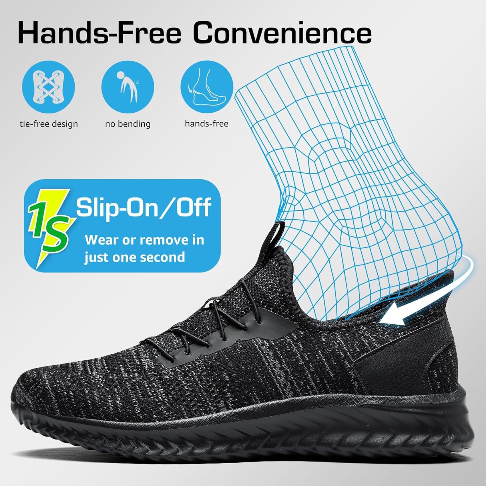 Zapatillas Casual para Hombre Slip On Calzados Deportivo Zapatos de Running Transpirable Ligero Zapatillas de Caminar — view 6