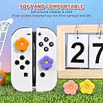 DLseego Thumb Grips Caps Design for Switch/Switch lite/Switch OLED Console, Soft Silicone Joycon Analog Controller Protective Anti-Slip Covers 4PCS Button Joy Con Joystick Caps - Flower 1