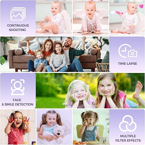 Miniatura 4 de Cámara digital, FHD 1080P 44MP cámara de vlogging con tarjeta de 32 GB, zoom 16X antivibración, cámara digital compacta de punto de viaje y disparo