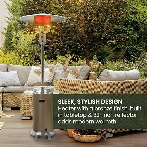 Miniatura 5 de Hanover H002BRSS - Sombrilla de acero de propano de 7 pies y 48.000 BTU para patio en bronceacero inoxidable, H002BRSS