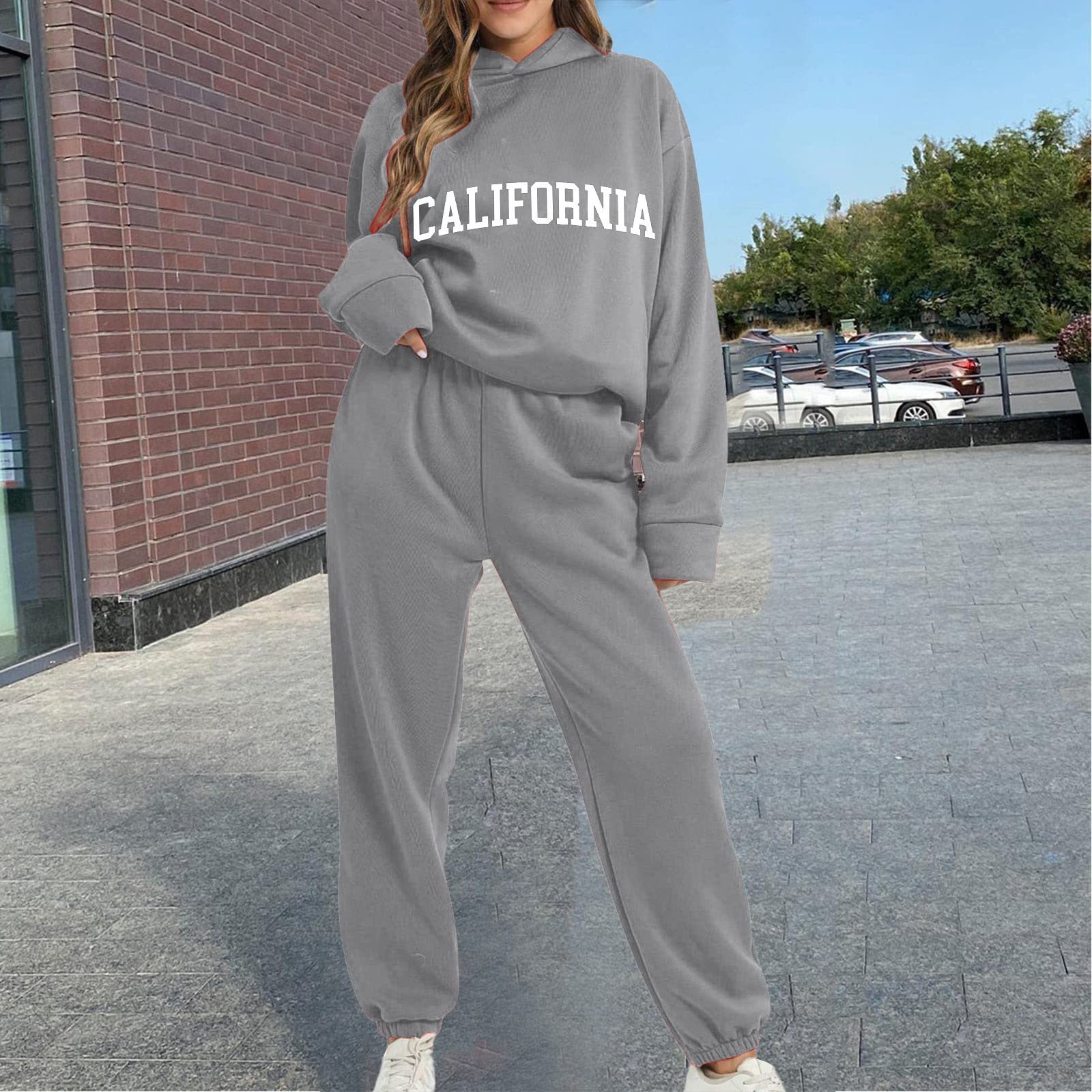 Chandal De Jogging Para mujer Tracksuit Conjunto de dos piezas para mujer sudadera con capucha larga pulóver casual pantalón deportivo y chándal entrenamiento informal