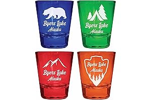 Limited Edition Byers Lake Alaska Keepsake: Engraved Shot Glass Set for a Memorable Outdoor Experience