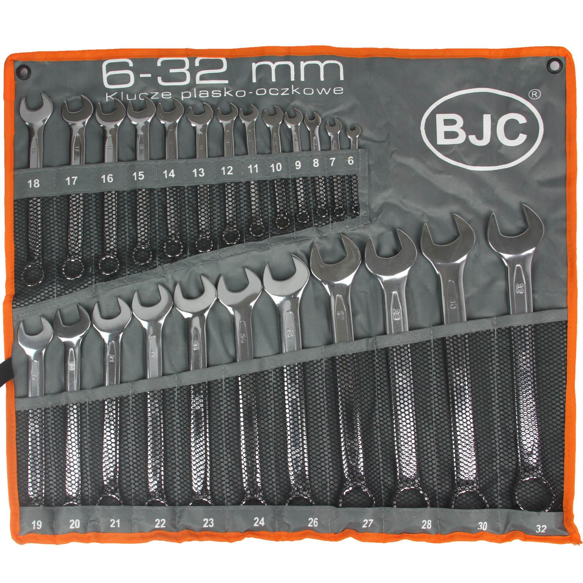 IMJ-Global BJC zestaw kluczy płasko-oczkowych | 24 sztuki | 6-32 mm | stal CrV | profesjonalne | z torbą