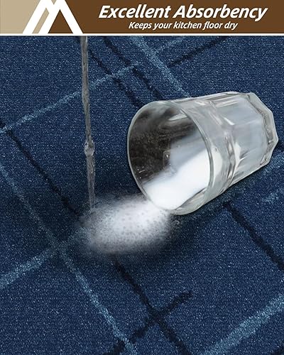 Miniatura 4 de COSY HOMEER Alfombras de cocina, 2 alfombras de cocina antideslizantes, lavables, absorbentes, para suelo de cocina, alfombra de poliéster para