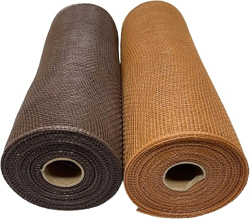 Miniatura 3 de Paquete de 2 cintas no metálicas de malla de poliéster de 10 pulgadas x 10 yardas (marrón chocolate, chocolate con leche)