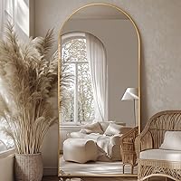 Homsion 76x34 Oversized Arched Full Length Mirror, Gold Aluminum Frame Standing Floor Mirror for Bedroom Living Room