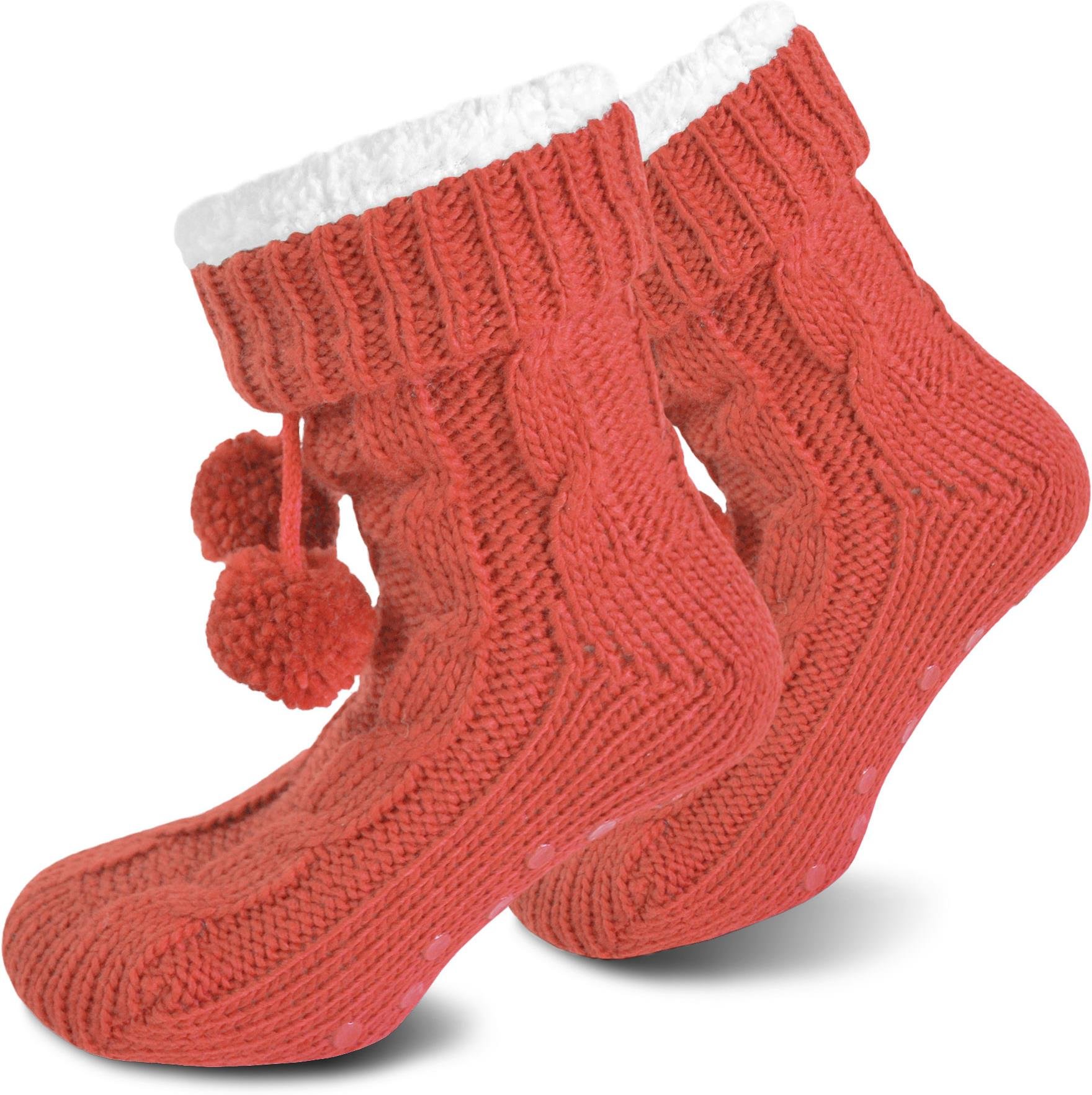 normani Damen Hausschuh-Socken Wintersocken für zuhause mit ABS Sohle Innenfell Extra dicke Haussocken Anti Rutsch Sohle