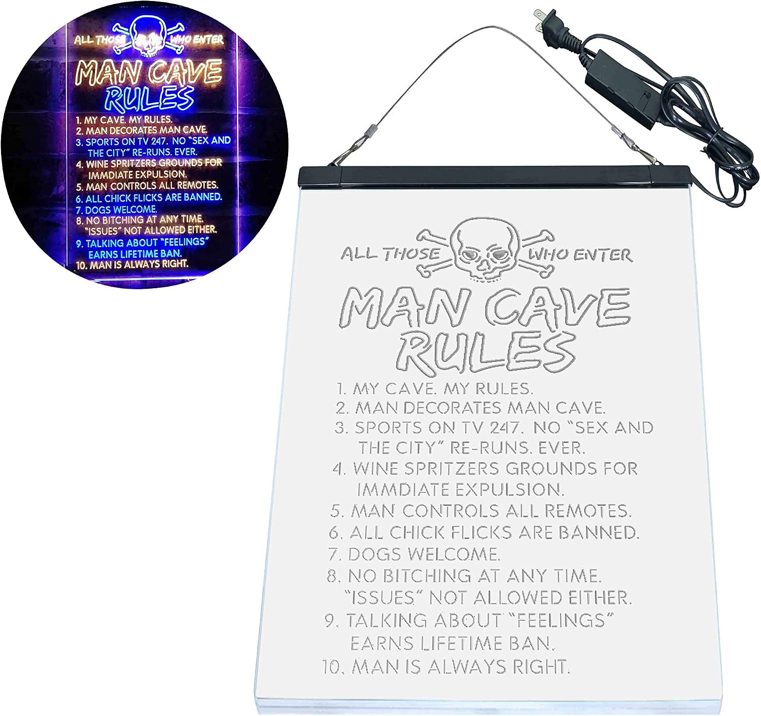 ADVPRO Man Cave Rule Game Room Dual Color LED Neon Sign Blue & Yellow 12 x 16 Inches st6s34-i3756-by