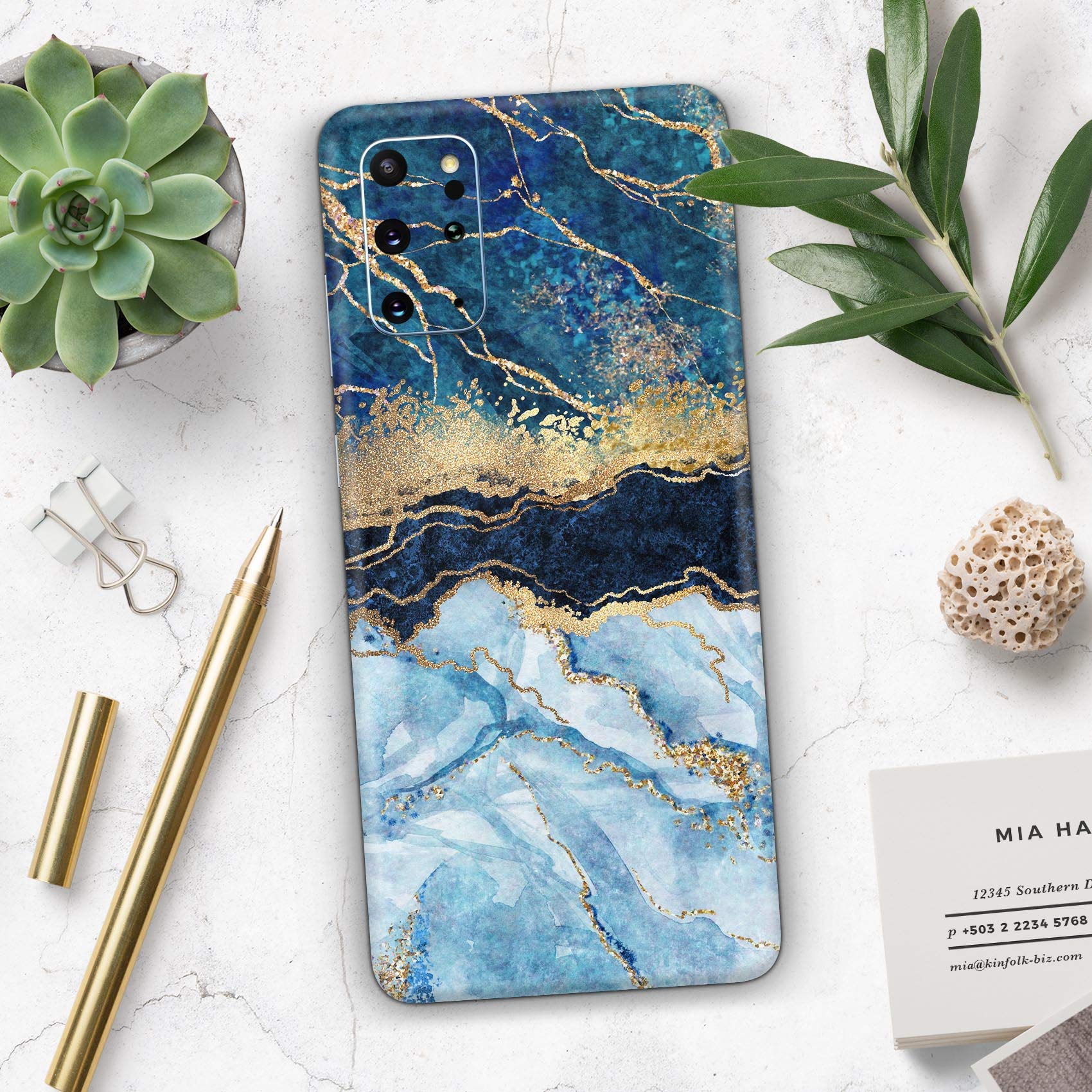 Design Skinz Foiled Marble Agate Skin Decal Vinyl Full-Body Wrap Kit Compatible with Samsung Galaxy Note 10 Plus