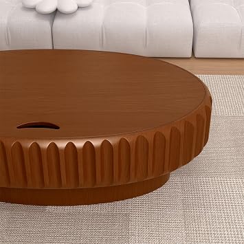 JHKZUDG Oval Coffee Table with Storage Brown Oval
