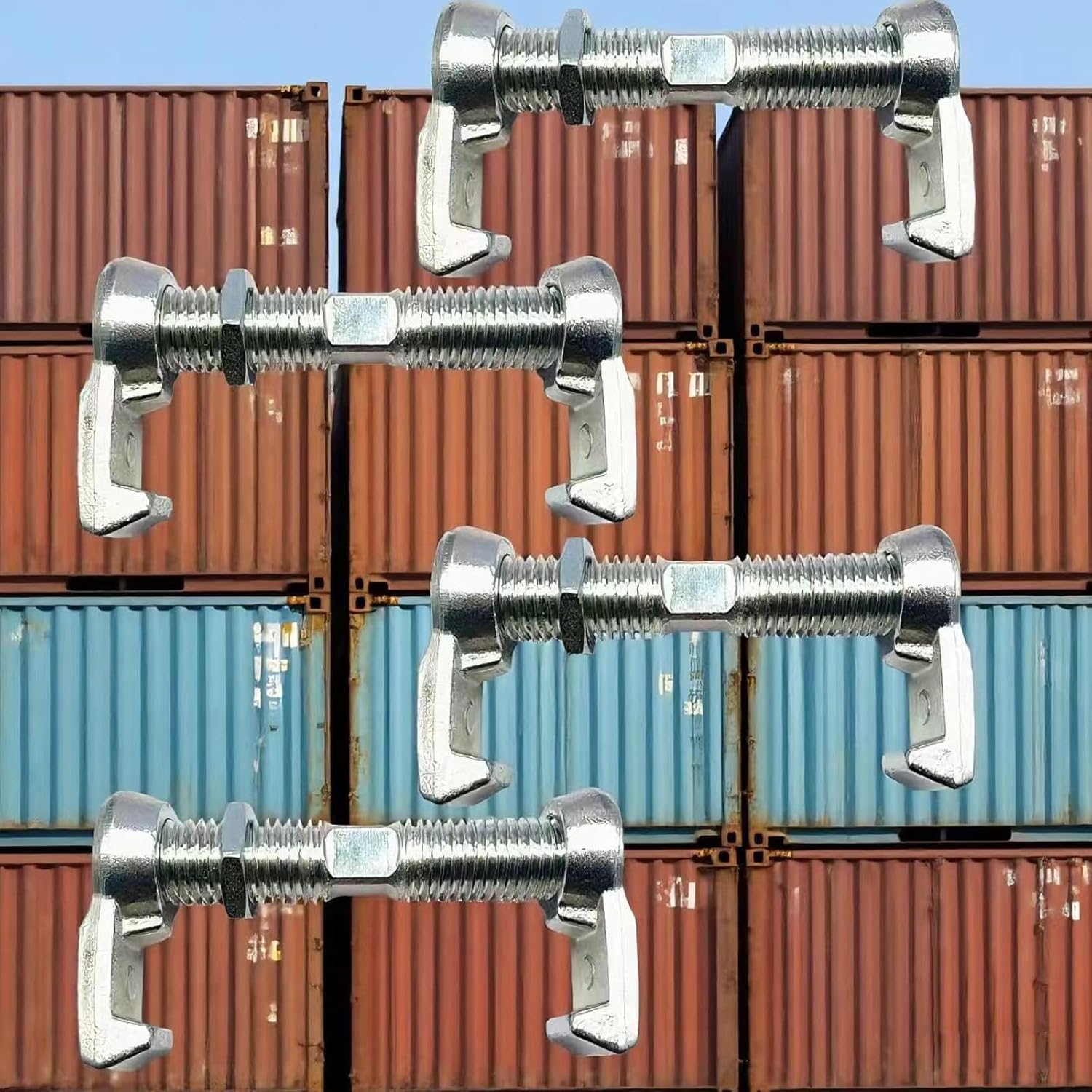 Shipping Container Connectors，280 mm Galvanized Screw Clamp by Container Nut/Rail Shipping Container Accessories Wheels Kit/to Connect Shipping Containers Together(4 Pack)