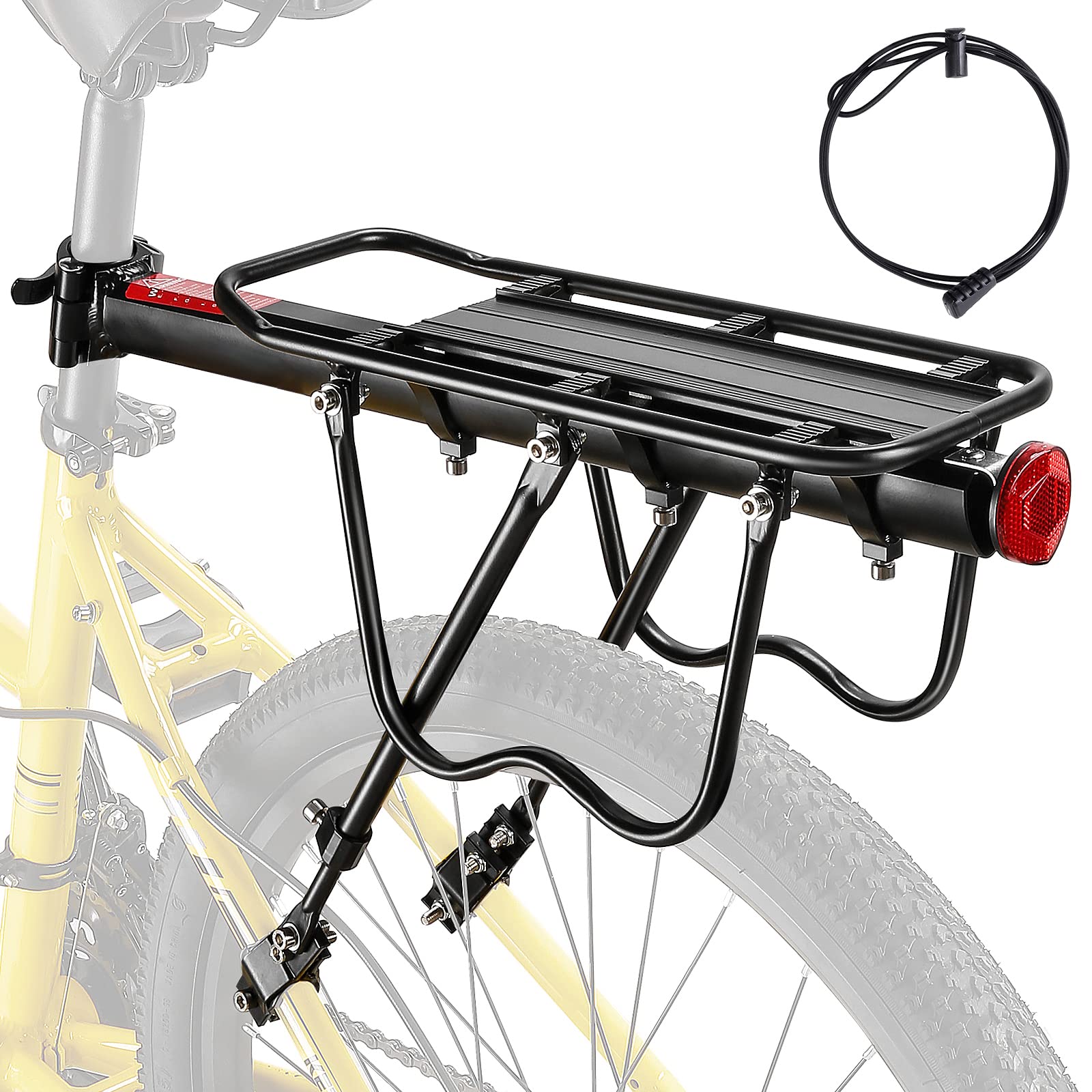 XIWUEI Bike Rear Rack 110LBS Load Bike Cargo Rack with Quickly
