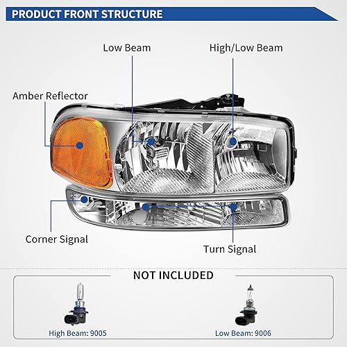 Miniatura 228 de oEdRo Faros delanteros compatibles con Ford F150 / 06-08 Lincoln Mark LT Pickup 2004, 2005, 2006, 2007, 2008, Ford F150 / 06-08 Lincoln Mark LT OE