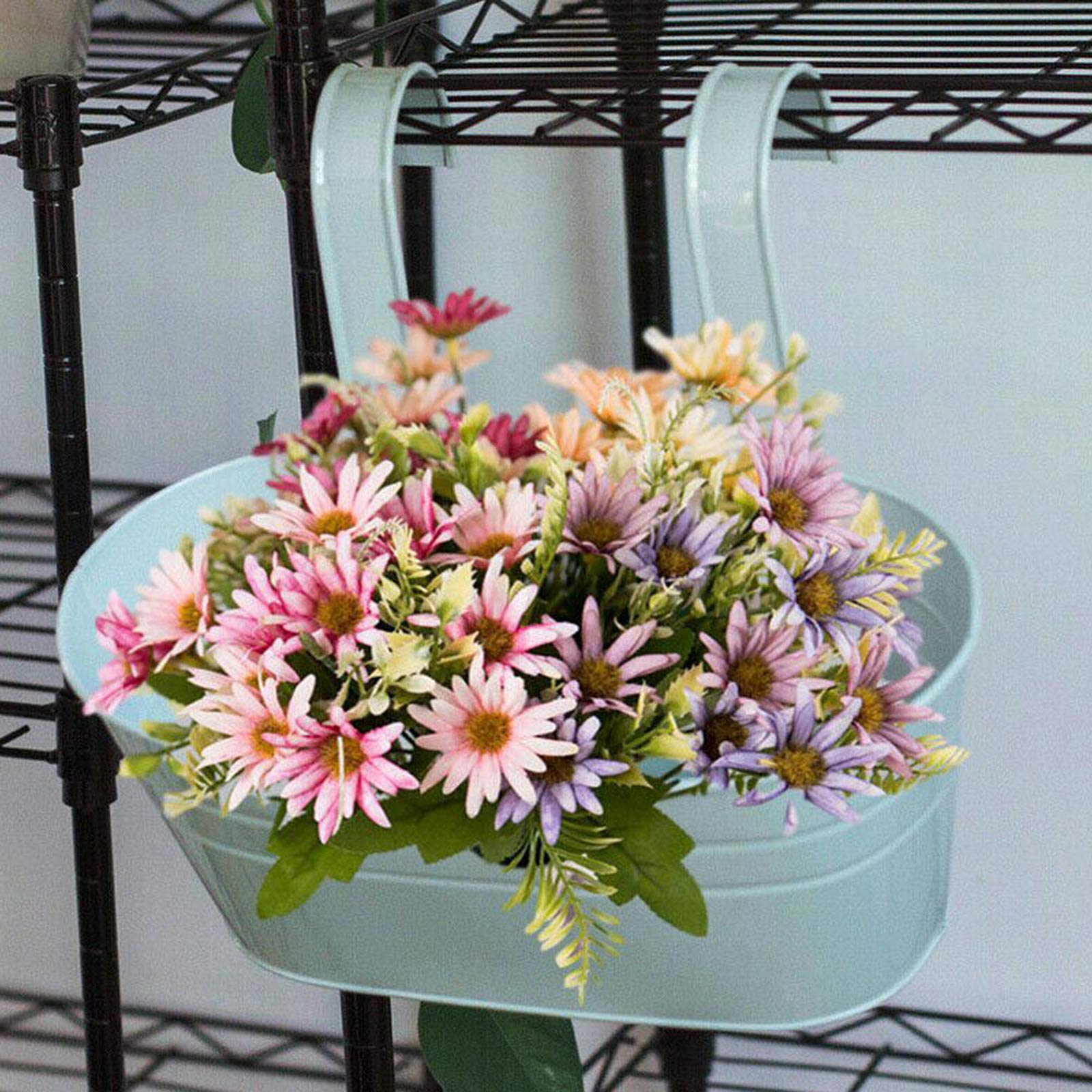 4 fioriere da appendere in ferro con gancio staccabile, secchio per fiori rimovibile, per balcone, giardino, casa, decorazione da parete per interni ed esterni, decorazione per recinzioni