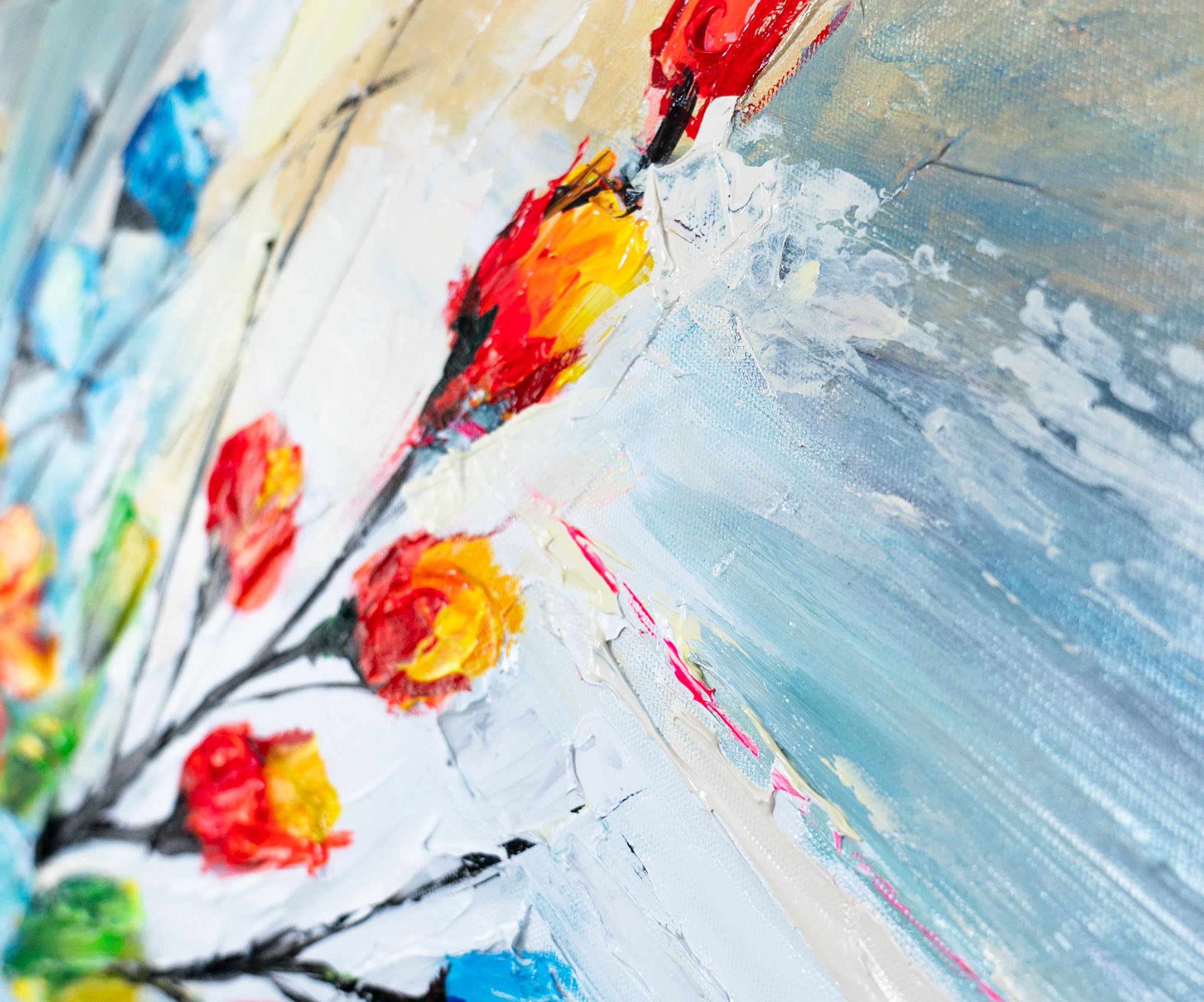 Quadro Astratto Floreale Grigio E Oro 200x100 Cm – Dipinto A Mano Su Tela Da YS-Art