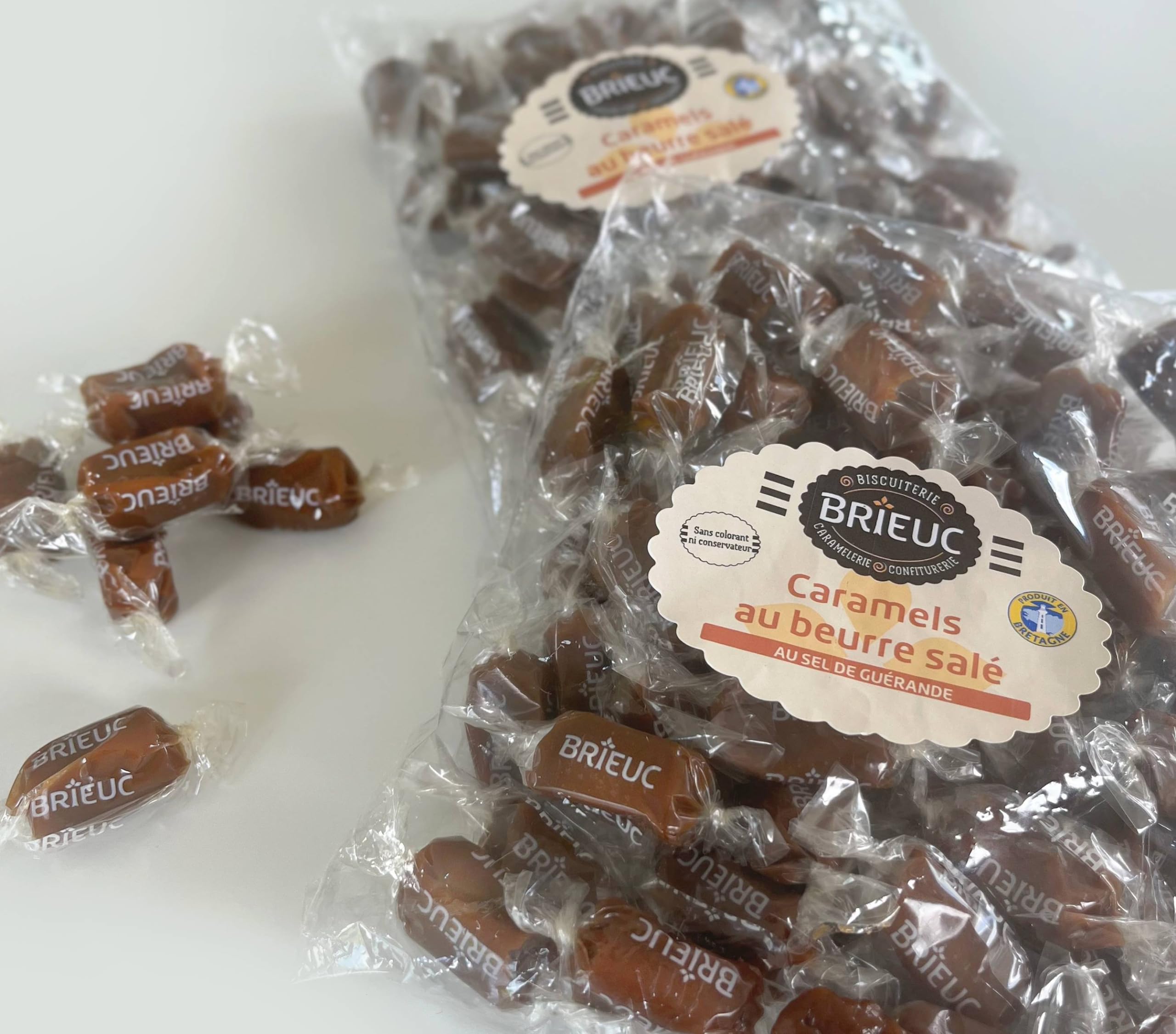 BRIEUC – 1KG de Bonbons Mous au Caramel au Beurre Salé (Sel de Guérande) - Gourmandise Bretonne 100% FRANÇAISE