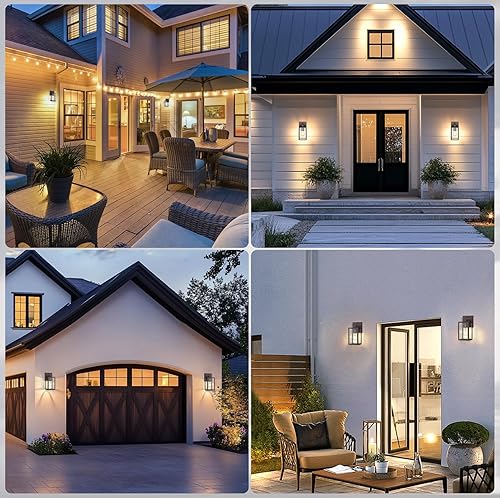 Miniatura 86 de PARTPHONER Lámparas para exteriores del atardecer al amanecer, paquete de 2 luces con sensor de porche, lámpara de iluminación impermeable