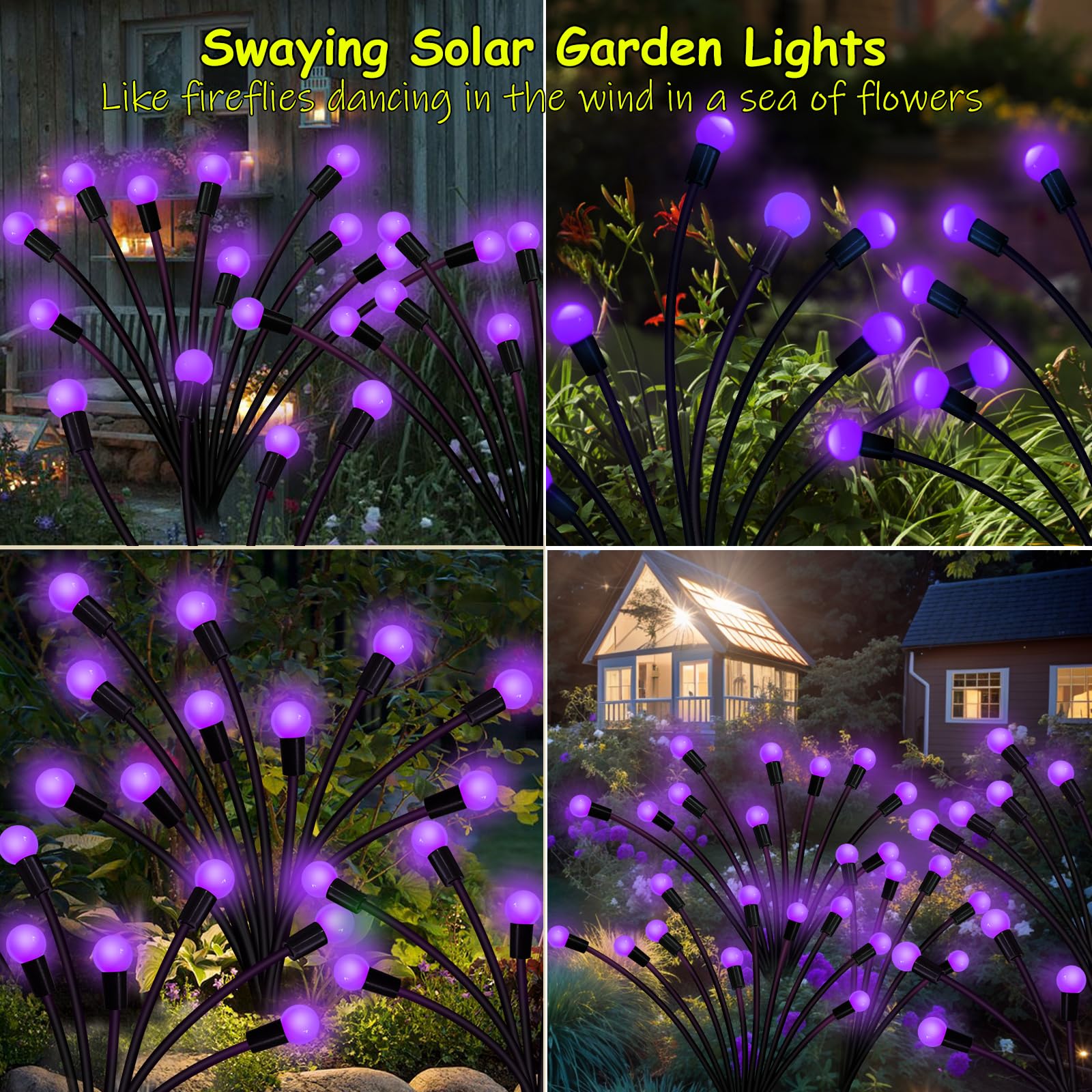 Solar-Gartenleuchten für den Außenbereich, 2 Stück, verbesserte 10 LED-Solar-Lichter, Glühwürmchen-Lichter, wasserdicht, für Außenbereich, Hof, Terrasse, Gehweg, Halloween, Weihnachtsdekoration