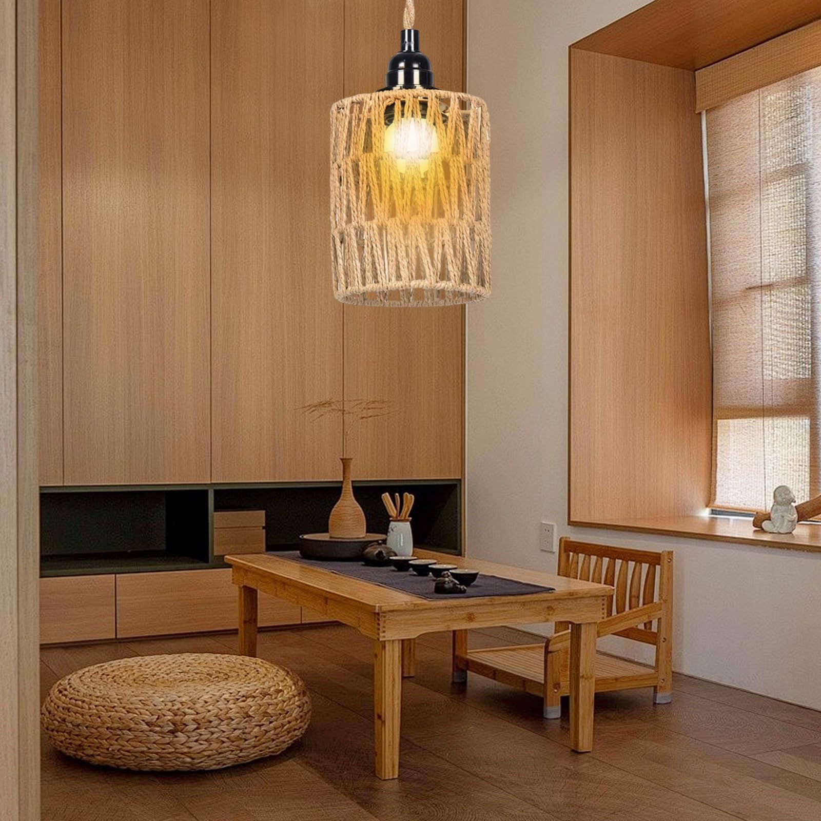 Rotan lampenkap - Hanglamp voor de woonkamer - 25x30 cm