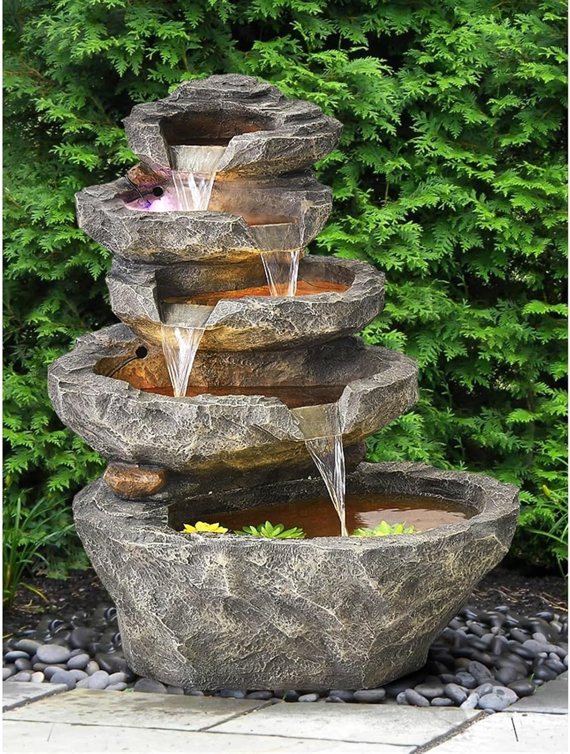 GLigeT Tabletop Fountain Water Decoration, Living Room Balcony Outdoor Courtyard Rockery Fountain Landscaping, Creative Landscape Fish Pond Landing Decoration Tabletop Water Fountain (Color : B)